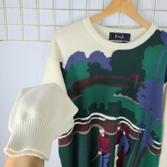 Pringle Golf Golfers Embroidered 90s Novelty Vintage Sweater - Picture 5 of 11